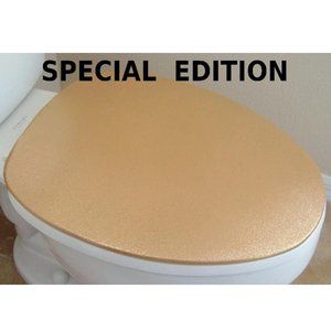 Shiny Fabric Lid Cover toilet SEAT Round & Elongated HandMade USA - Gold
